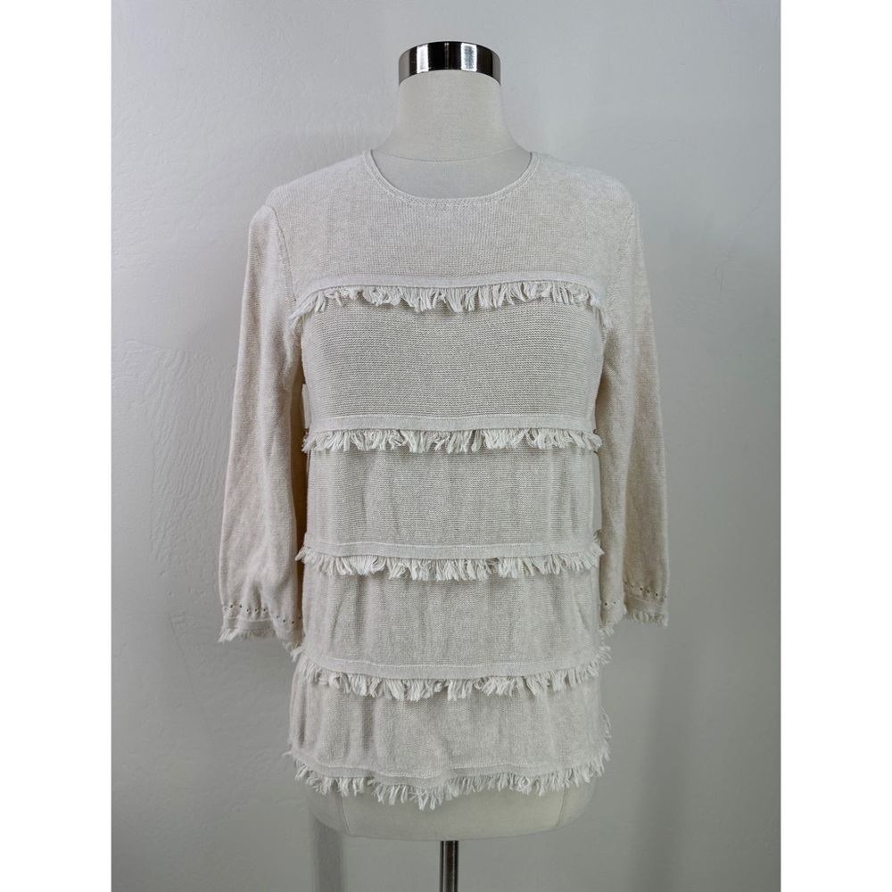 J. McLaughlin Fringed Long Sleeve Sweatshirt